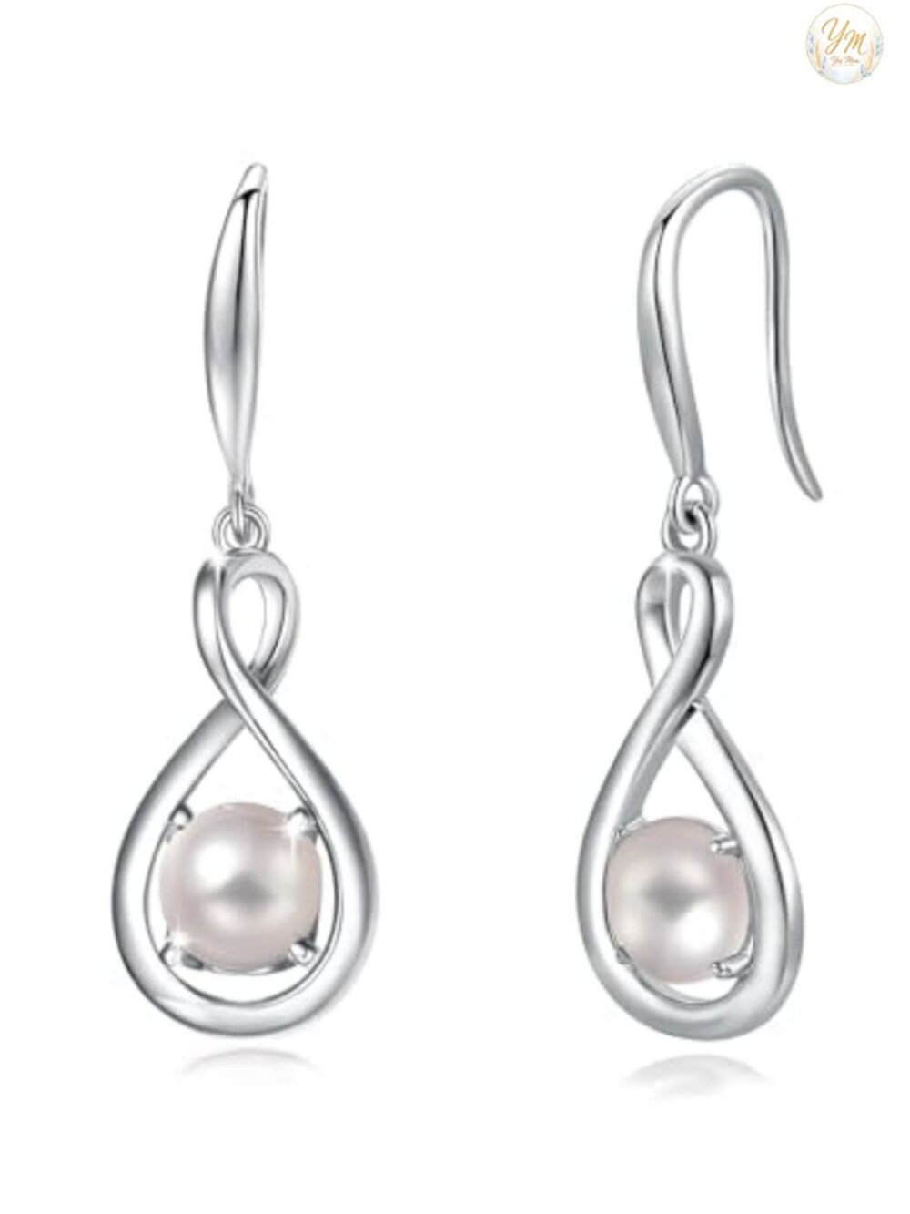 925 Sterling Silver Infinity Drop Earrings Dainty White Gold Plated
